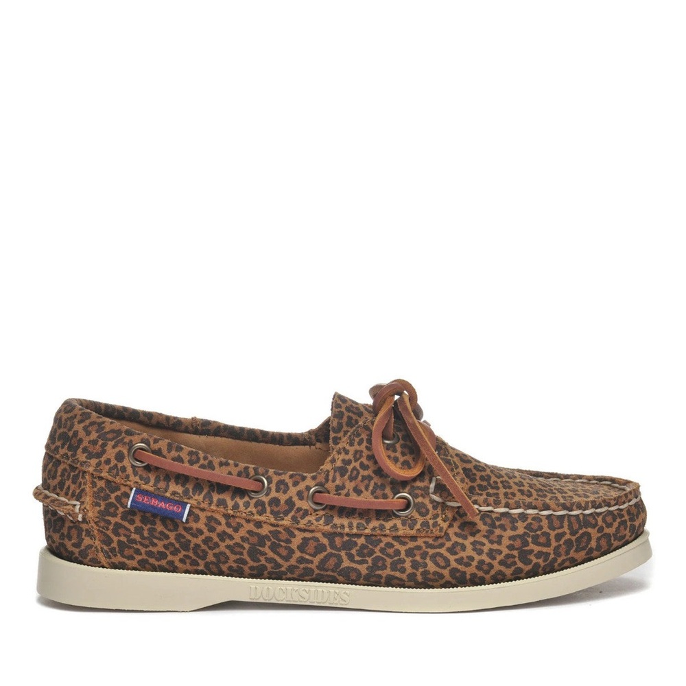 NEW $195 Sebago Docksides Portland Leopard Boat Shoes